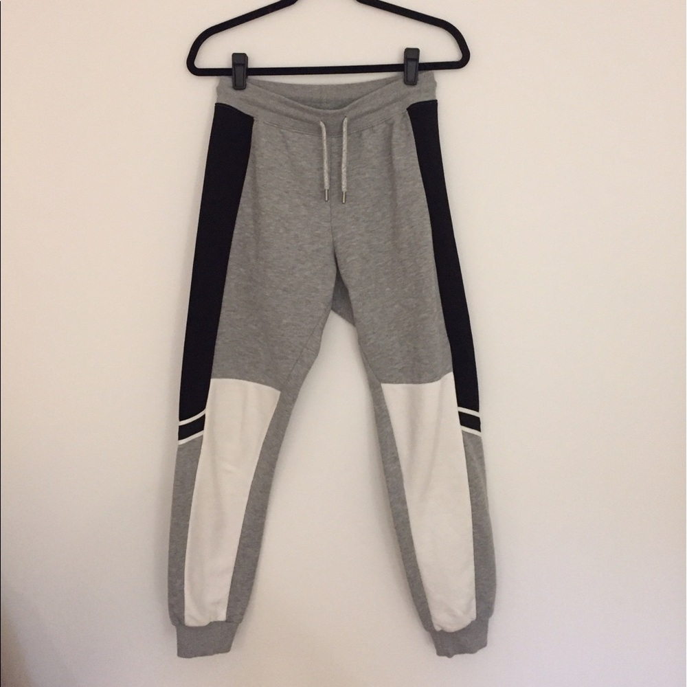 Topshop Gray Joggers with Black and White Panels